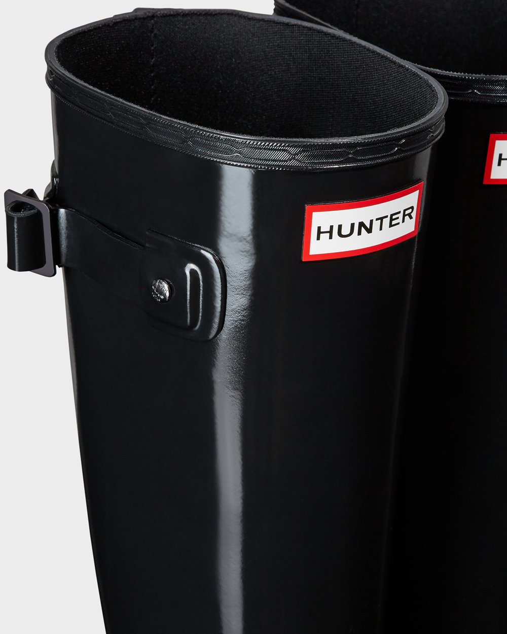 Womens Hunter Refined Slim Fit Gloss - Tall Rain Boots Black - 4360-EMTBG